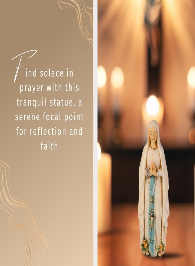 Trendzeen 4 inch Our Lady of Lourdes Statue - Laminated Catholic Card, The Lord's Prayer - Our Lady of Lourdes Figurine for Home Decor, Altar - 3 Items Set - Image 4